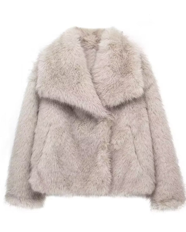 Winter Plüschmantel Mode Verdicken Revers Outwear Lässige Langarm-Oberteile Damenbekleidung