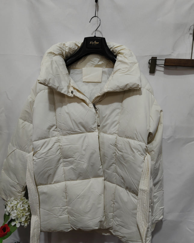 Winter verdickte Jacke Mode Revers Baumwollmantel mit Gürtel Warme Freizeit Oberbekleidung Damenbekleidung