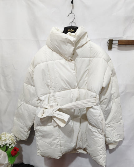 Winter verdickte Jacke Mode Revers Baumwollmantel mit Gürtel Warme Freizeit Oberbekleidung Damenbekleidung