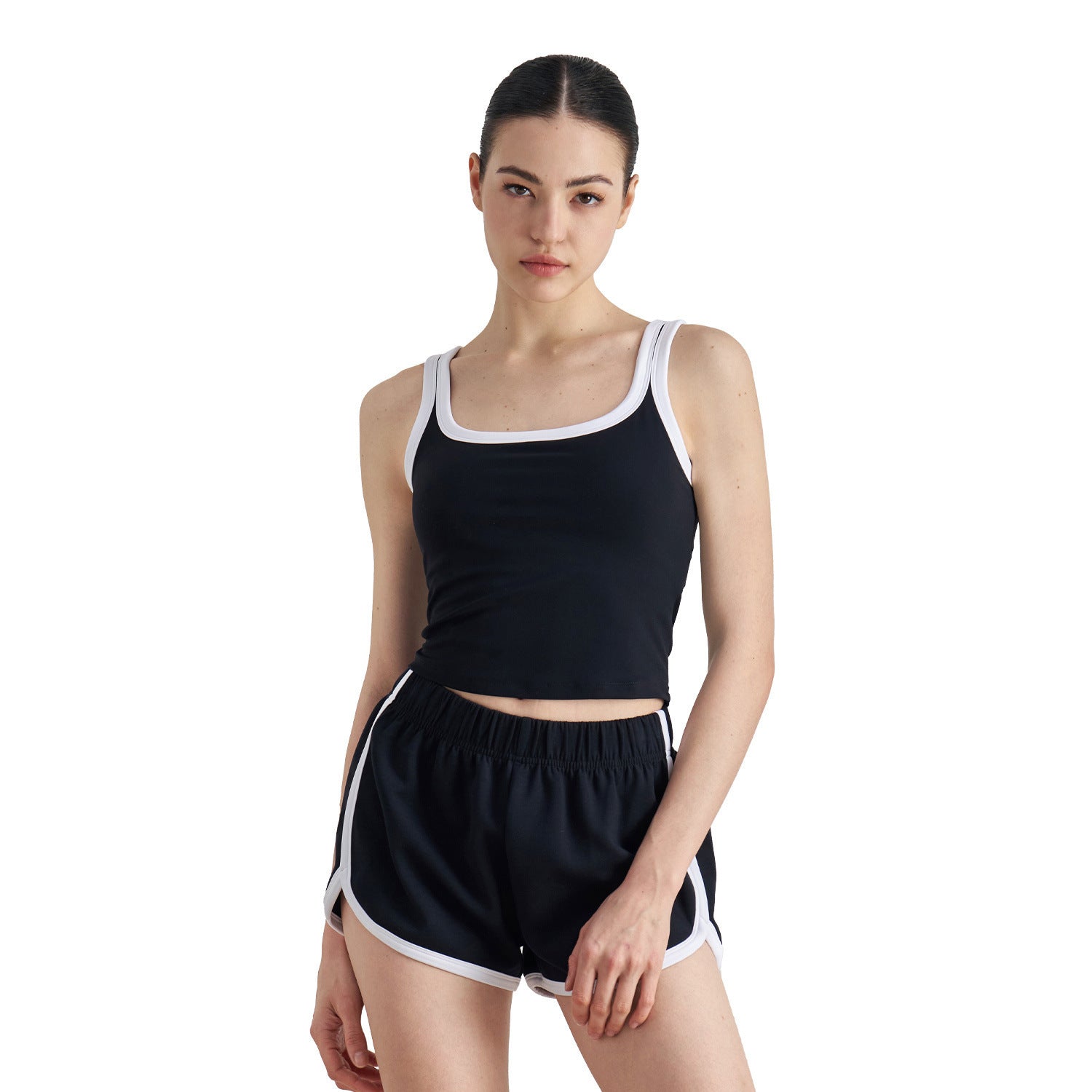 Youth Nude Feel Color Matching Yoga Underwear Women's U-neck Beauty Back Outer Wear Sports Vest