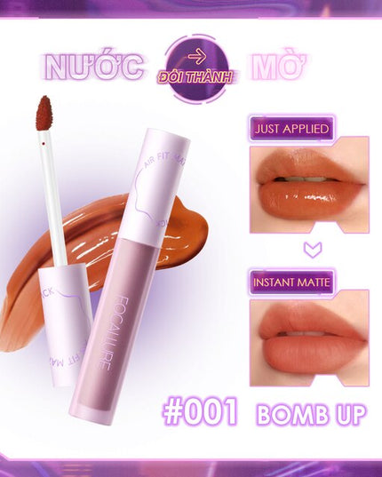 SwitchMode Airy Matte Lip Gloss Waterproof Long-Lasting Liquid Lipstick Transfer-Proof Lip Tint Lip Glaze Cosmetics