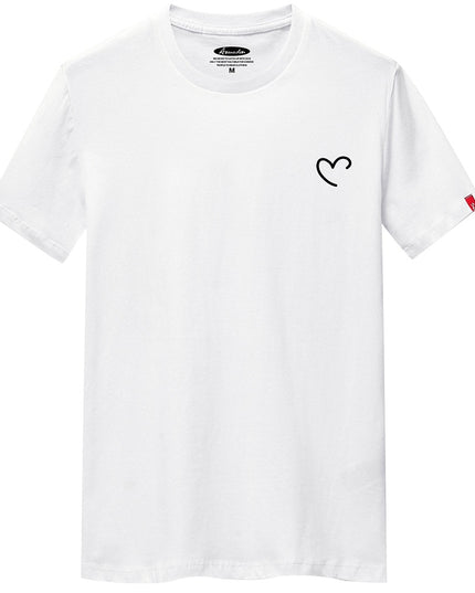 Anime overize Summer Men's Cotton Tee Shirts Men Casual T-shirt Simple Love Heart Print Tshirt O-Neck Short Sleeve Man Tops