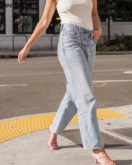 Cryptographic Irregular Fashion Denim Wide Leg Pants High Waist Jeans for Women Streetwear Harajuku Loose Long Boyfriend Jeans