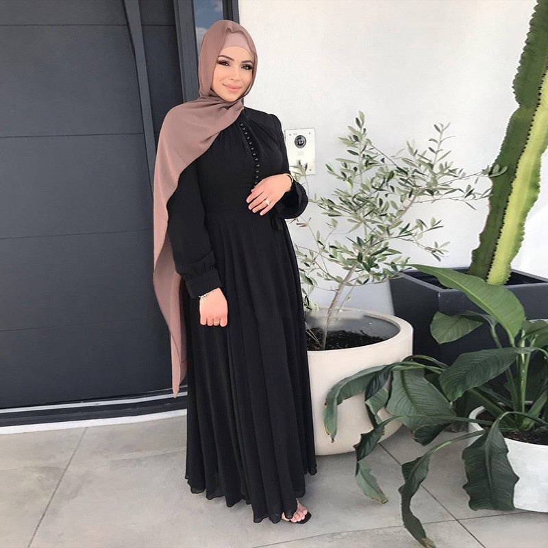 Djellaba Muslim Dress Big Swing Abaya Elegant Long Muslim Abayas Women Modest Wear Clothing EID Robes Belt