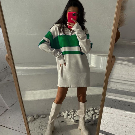 Pullover Turtleneck Knit Striped Sweater Long Sleeve Knitwear Jumper Half Zip Up Oversized Knitted Long Sweaters For Women