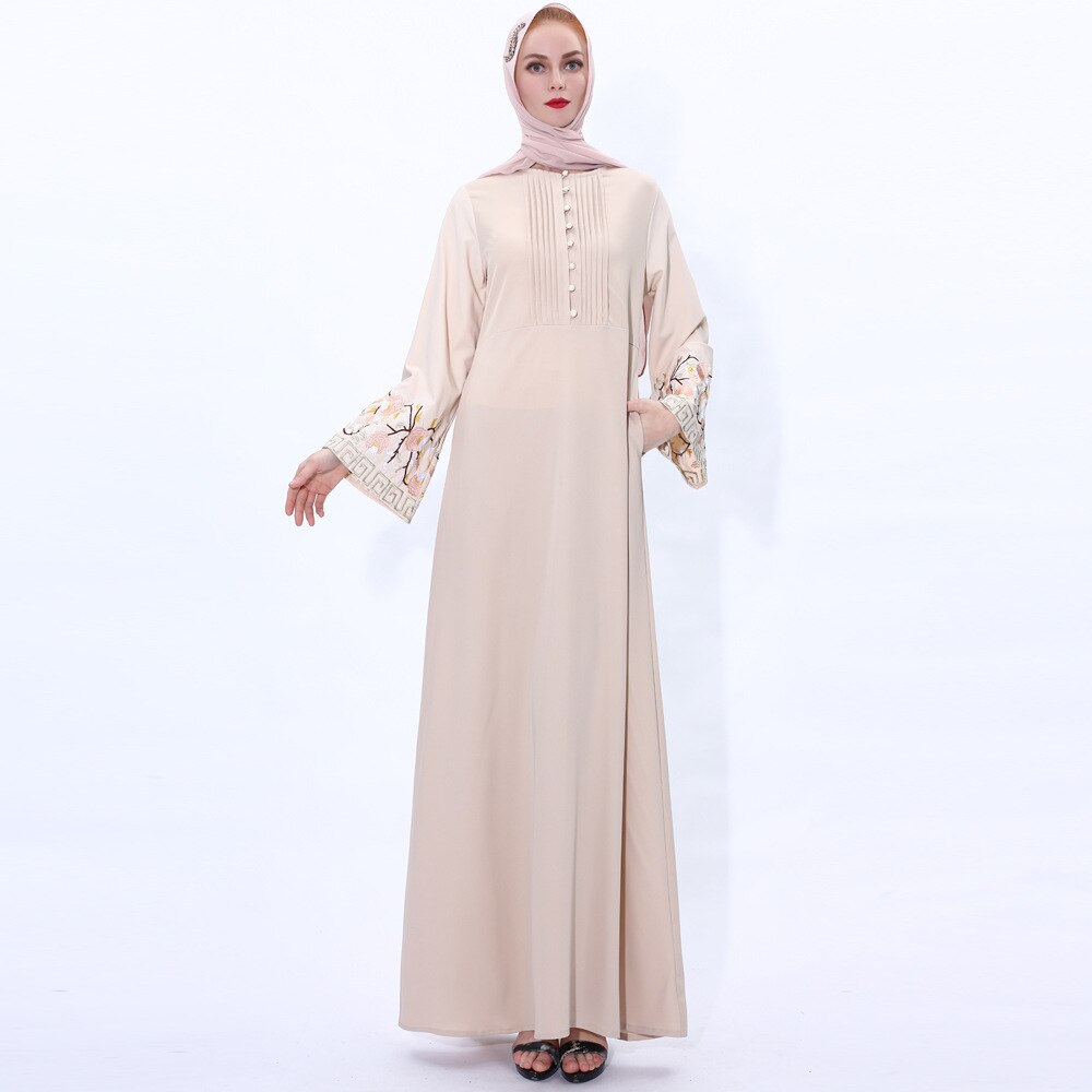 Flower embroidery Abaya Hijab Muslim Dress female Caftan Islamic Kaftan Robe Musulman Abaya Islam F992