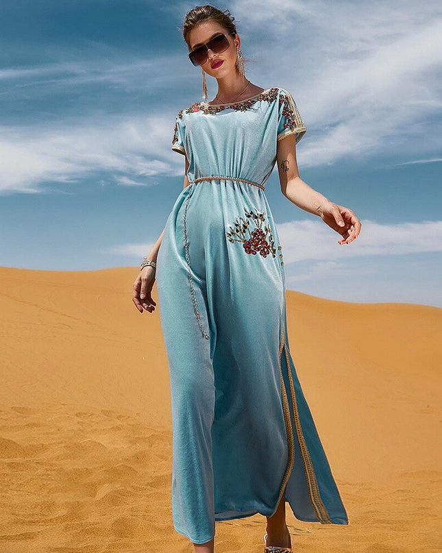 Ramadan Eid Mubarak Abendkleider Damen Diamant Samt Abaya Dubai Saudi Türkei Islam Muslimisches langes Kleid Kaftan Robe
