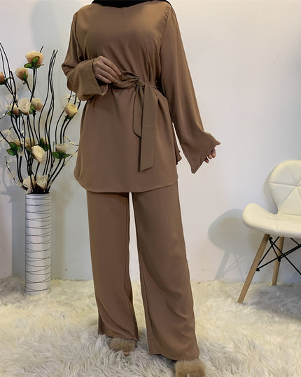 2 Pieces Dubai Abaya Hijab Muslim Dress Women Kaftan Islamic Clothing Grote Maten Dames Kleding Ensemble Femme Musulmane