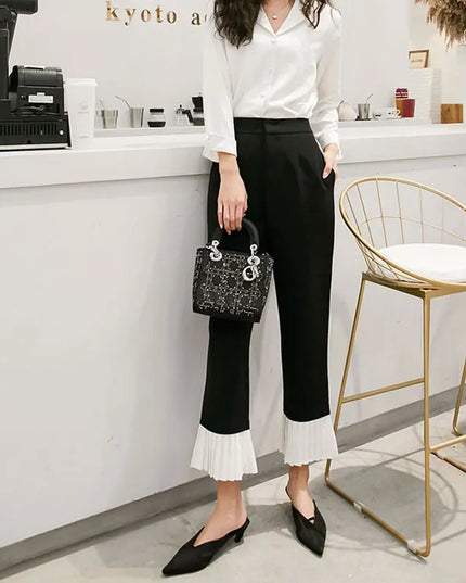 High Waist Ruffle Flare Pants for Women