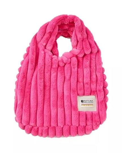 Bags Fashion Rose Pink Female Furry Tote Purse Handbag Winter Soft Plush Cool Girls Underarm