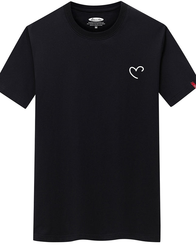 Anime overize Summer Men's Cotton Tee Shirts Men Casual T-shirt Simple Love Heart Print Tshirt O-Neck Short Sleeve Man Tops