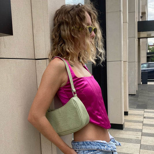 Square Collar Satin Sexy Backless Bustier Corset Crop Tops Women Sleeveless Summer Top Cropped Club Fashion Outfit