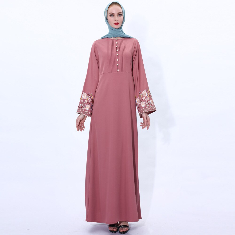 Flower embroidery Abaya Hijab Muslim Dress female Caftan Islamic Kaftan Robe Musulman Abaya Islam F992