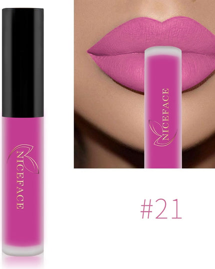 NICEFACE Nude Liquid Lipsticks Waterproof Velvet Matte Lip Gloss Long Lasting Non-stick Cup Lip Tint Makeup Pigment Cosmetics