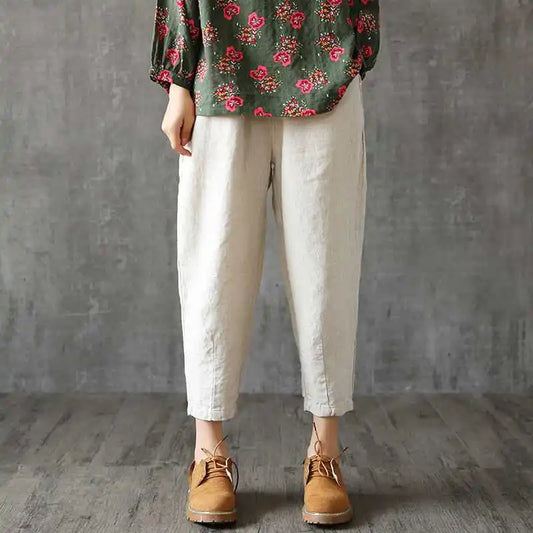 Elegant Linen Summer Pants for Women - Comfortable and Stylish Harem Capris