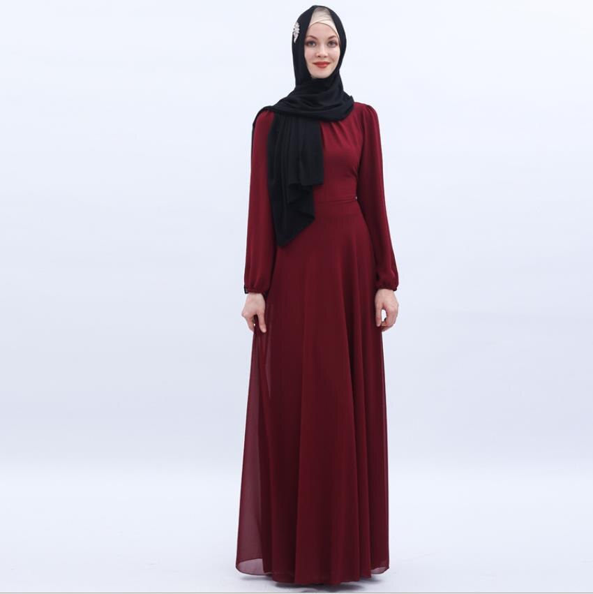 Simple style thicker chiffon Muslim Robe syari female Dubai fake two pieces full Muslim abaya Arab Worship