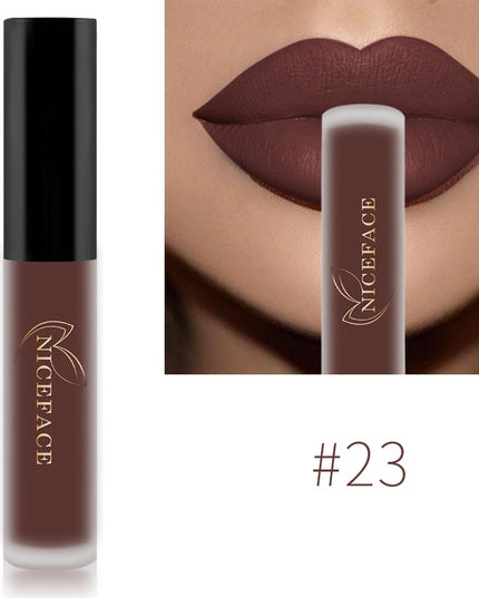NICEFACE Nude Liquid Lipsticks Waterproof Velvet Matte Lip Gloss Long Lasting Non-stick Cup Lip Tint Makeup Pigment Cosmetics