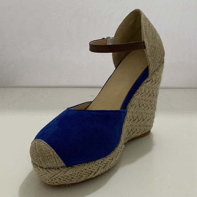 Women espadrille Ladies Wedge sandals High heels Platform Bohemia weave strap sandalia red suede pumps