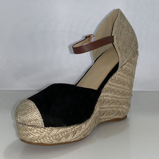 Women espadrille Ladies Wedge sandals High heels Platform Bohemia weave strap sandalia red suede pumps