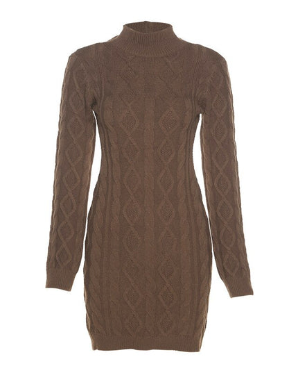 Fall Winter Fashion Twist Knitted Long Sleeve Backless Mini Dress for Women Elegant Warm Dresses Outfits Clothes