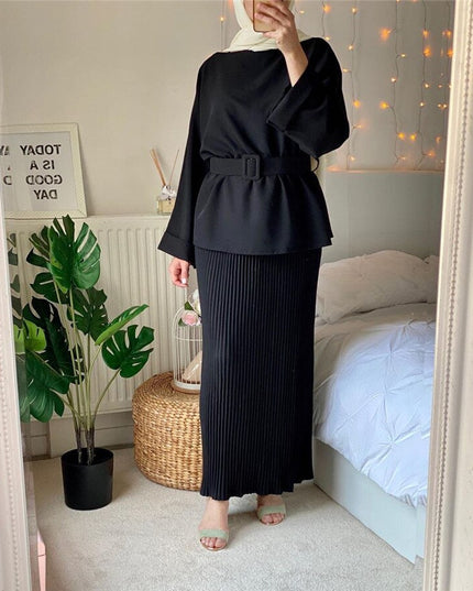 Elegant Two Pieces Muslim High Demand Blackout Islamic Sets Women's Abaya Long Stretch Two Pieces Prayer Abayas
