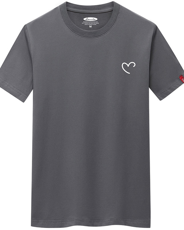 Anime overize Summer Men's Cotton Tee Shirts Men Casual T-shirt Simple Love Heart Print Tshirt O-Neck Short Sleeve Man Tops