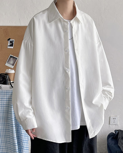 Men Korean Fashion White Long Sleeve Shirts 2023 Mens Harajuku Black Oversized Shirt Male Button Up Shirts Blouses 5XL