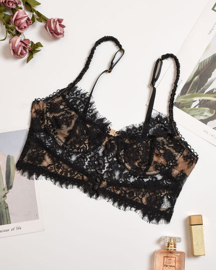 Knopf Weiß Spitze Bralette Sexy Rückenloses Crop Top Damen Ärmellose Sommer Kurz Feminino Tops Unterwäsche