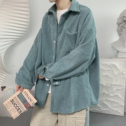 Men Harajuku Long Sleeve Causal Shirts 2023 Mens Vintage Japanese Streetwear Shirts Male Korean Fashion Solid Y2k Shirt