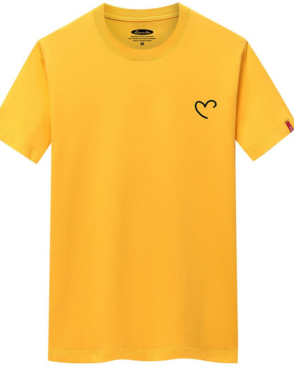 Anime overize Summer Men's Cotton Tee Shirts Men Casual T-shirt Simple Love Heart Print Tshirt O-Neck Short Sleeve Man Tops