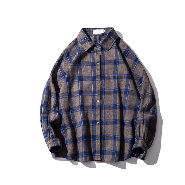 Men Harajuku Color Block Plaid Shirt 2023 Man Streetwear Fleece Shirts Long Sleeve Male Vintage Korean Fashions Clothes