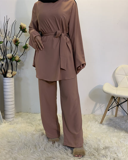 2 Pieces Dubai Abaya Hijab Muslim Dress Women Kaftan Islamic Clothing Grote Maten Dames Kleding Ensemble Femme Musulmane