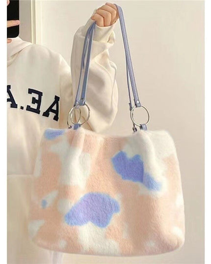 Winter Women's Furry Shoulder Bags Large Capacity Ladies Faux Fur Tote