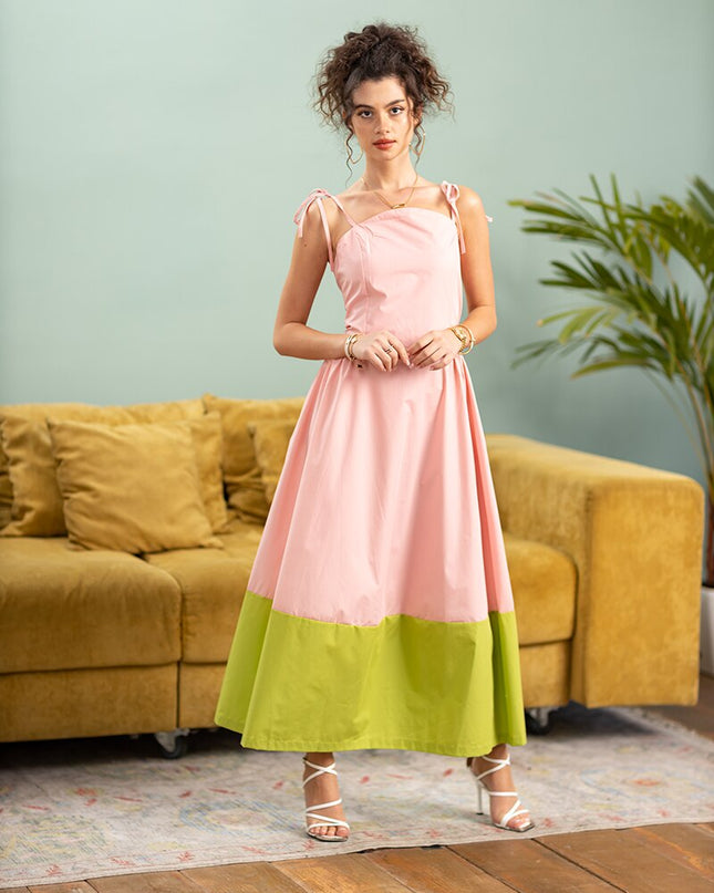 Rosa Grün Chiffon Sexy Slip-Kleid Ärmellos Sommer Strand Langes Damenkleid Rückenfrei Bandage Elegante Maxikleider für Damen 2023