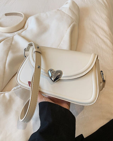 Elegant Pu Leather Women's Shoulder Bags Love Heart Hasp Ladies Underarm