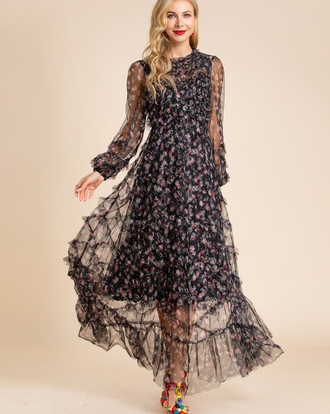 Boho Sommer Blumen Abendkleider Formelle Anlässe Ballkleider Langarm Elegant Sexy Spitze Maxi Lange Cocktailkleider Für Damen