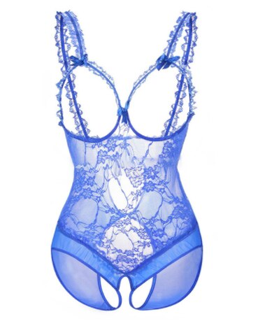 Spetsbody för kvinnor Sexig nätbody Erotisk ärmlös teddy Transparent djup V-lingerie Klänning Het erotisk underkläder