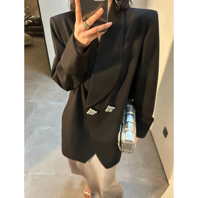 Mode Temperament Designer Blazer für Damen Bekleidung 2024 Frühling Herbst Neu Locker Hochwertiger Mid-Length Blazer Mantel