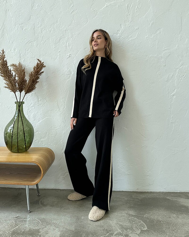 Casual Knit Tracksuit Women Two Piece Set 2 Piece Pant Sweater Matching Sets Loungewear Knit Suit Knitted Two Piece Women Sets