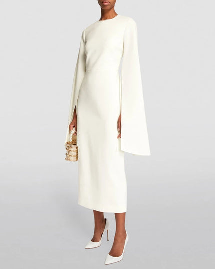 Minimalist High End Evening Dresses For Women Long Sleeve High Waist Causal Loose Vent Dress Female Fashion 3WQ8790