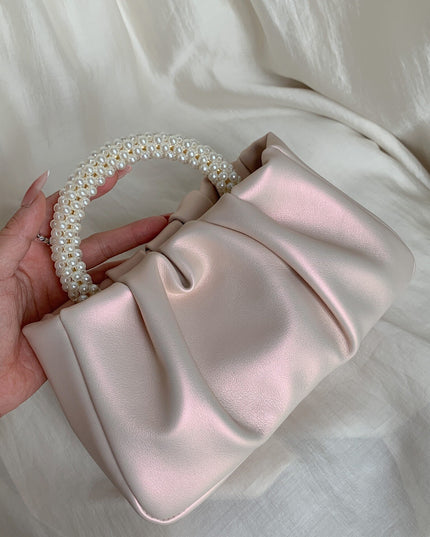 Sweet Pearl Handle Women's Small Shoulder Bags Pleated