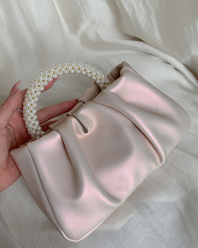 Sweet Pearl Handle Women's Small Shoulder Bags Pleated