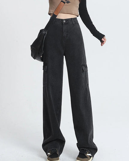 Fashionable High Waisted Denim Cargo Pants for Women - Spring Collection