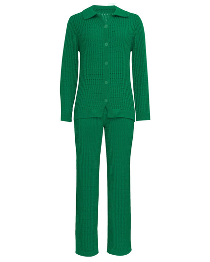 Autumn Winter Knit Suit Shirt and Pant Two Piece Sets Womens Outfits Holiday Casual Fashion Matching Sets Clothes
