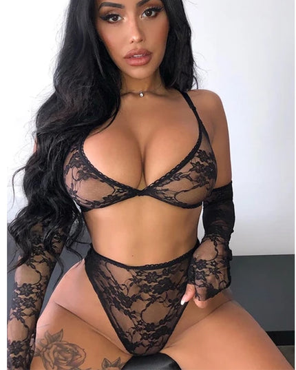 Exotisches Kostüm Damen Unterwäsche Anzüge Erotische Dessous Mesh Spitze Transparenter BH Sexy Babydoll Sexi Erotisches Dessous Set