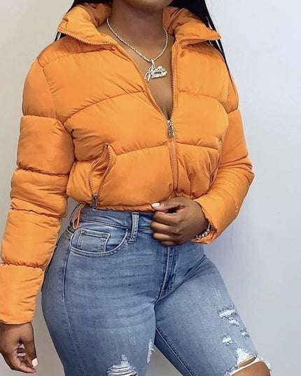 Fall Winter Solid Down Coat Puffer Jacket and Coats for Women Bubble Outerwear Cropped Outwear Oversized Clothing