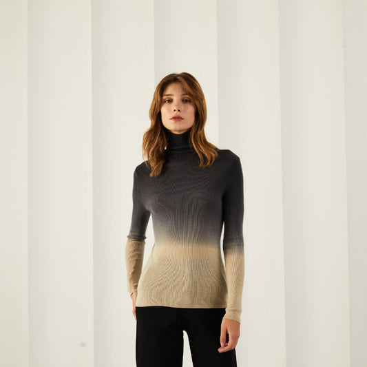 Casual Wool Turtleneck Sweater Women Pullover Vintage Winter Warm Long Sleeve Sweaters & Jumpers Gradient Sweater For Women