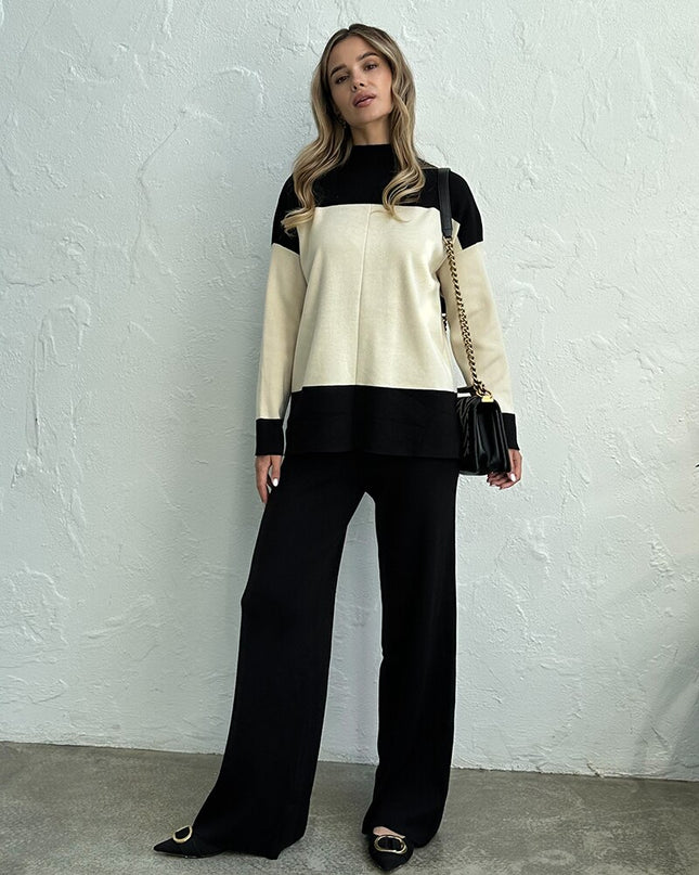 Elegant Women Knit Suit 2 Piece Pants Sweater Matching Set Knitted Two Piece Women Sets Knit Tracksuit Two Piece Set For Women