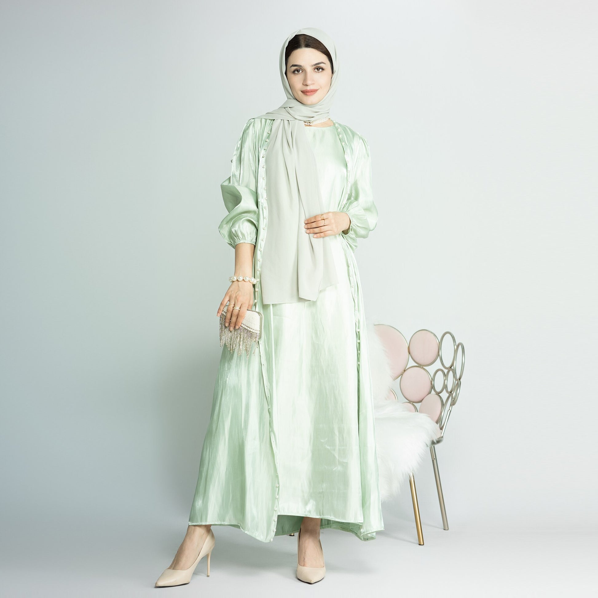 Djellaba Suits Abaya Dubai Two pieces Muslim Sets Dress Abaya Dubai Turkey Muslim Islam Abayas With Belt