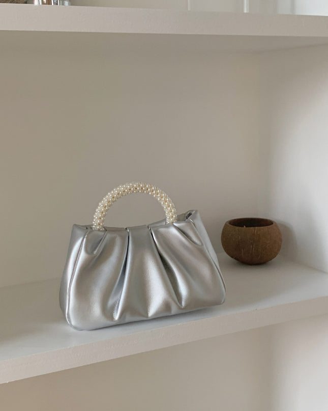 Sweet Pearl Handle Women's Small Shoulder Bags Pleated